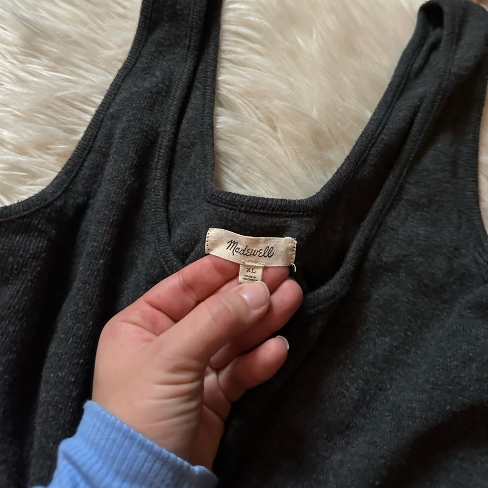 MADEWELL Brushed Ribbed Tank Crop Top In True Black - Picture 6 of 6